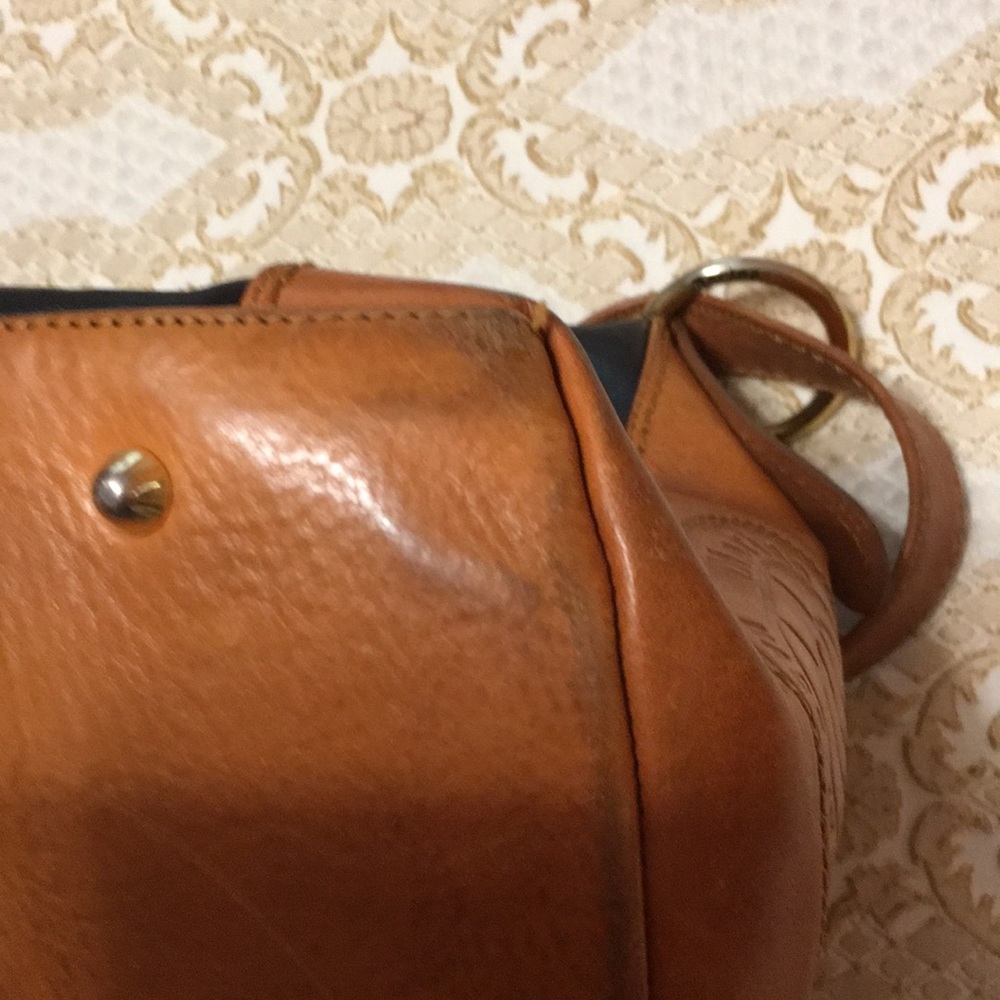 MARINO ORLANDI Genuine Leather Black/Brown ColorBlock Shoulder Bag Made in Italy - Picture 5 of 16